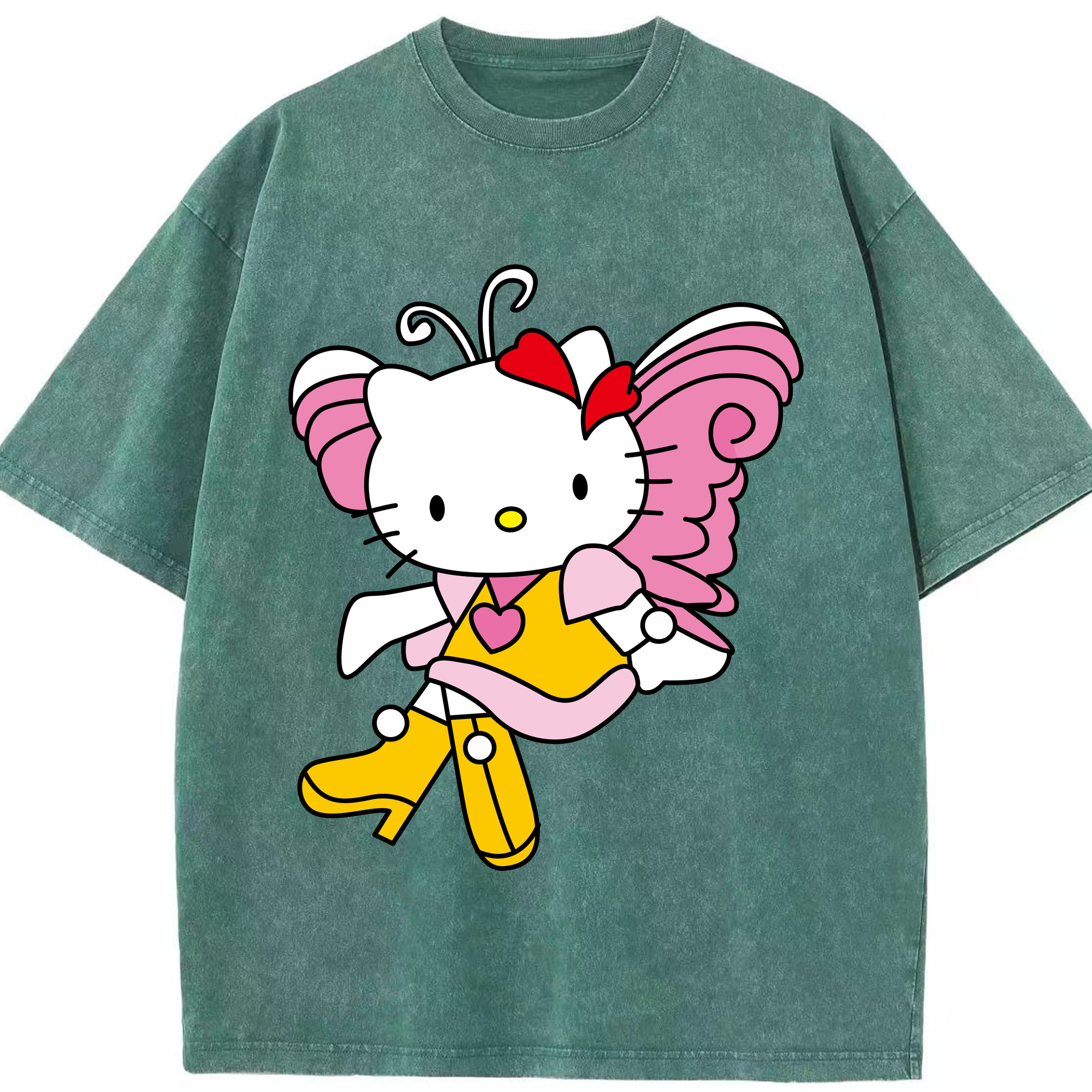 （画像用） Hello Kitty ハローキティ 綿100% ヴィンテージ風 半袖Tシャツ（フロントプリント）